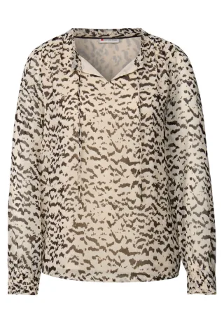 Street One - Gemusterte Chiffon-Tunika beige - Gr. - 42