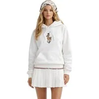 Polo Ralph Lauren Hoodie Damen Sweatshirt mit Gesticktem Label-Logo Pony Kapuze mit Kordelzug, Kängurutasche, gerippte Bündchen