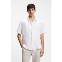 BOSS ORANGE Kurzarmhemd Rash Premium Herrenmode aus reinem Leinen, regular fit
