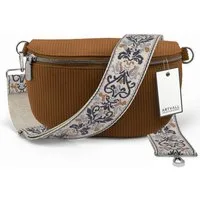 ARTVALL Umhängetasche Cord Handtasche Brusttasche Crossbody Bag Braun (Tasche inkl. Taschenband), Cord Bauchtasche Cordtasche Stoff weich abnehmbarer Taschengurt Klein