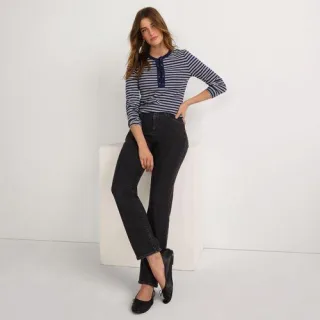 Naturfarbene Straight Fit Jeans High Waist in Petite-Größe, Damen, size: petite, Schwarz, Baumwoll-Mischung/Polyester-Mischung, by Lands' End