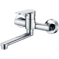 Hydroland Spültischarmatur Nero Küchenarmatur Wandmontage Einhebelmischer Chrom, B642