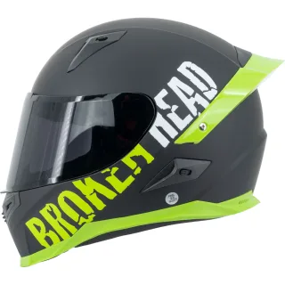 Broken Head Sport-Integralhelm BeProud Pro Grün Ltd. Edition + Schwarzes Visier (XS, S, L)