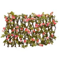 vidaXL Gartenzaun Rankgitter mit Künstlichem Efeu Erweiterbar Dunkelrosa 180x30cm, (1-St)