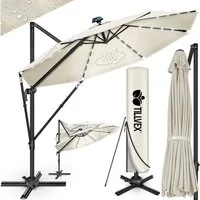 tillvex Sonnenschirm tillvex® LED Premium Alu Sonnenschirm 330 cm + Abdeckung & Windsicheru, Premium-Series, inkl. Regenabdeckung, Ampelschirm 6-fach Verstellbar mit Kurbel