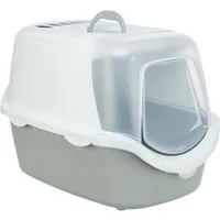 TRIXIE Katzentoilette Katzentoilette Vico Open Top, mit Haube - hellgrau/weiß - 40 × 40 × 56