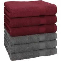 Betz Handtücher 6 Stück 50 x 100 cm Premium Farbe dunkelrot/anthrazit, 100% Baumwolle (Set, 6-St)