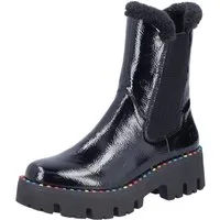 Rieker Winterstiefelette Plateauboots, Winterboots, Lack-Stiefelette mit buntem Sohlenrand