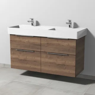 Sanipa 3way Waschtischunterbau zu Duravit Dura Square Waschtisch mit 4 Auszügen, Eiche-Tabak UM42250