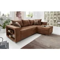 COLLECTION AB Ecksofa John L-Form, B: 226 cm, Schlaffunktion, Bettkasten, Regalelement & 2 Zierkissen, Federkern