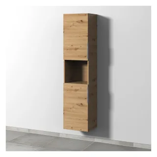 Sanipa 3way Hochschrank mit 2 Türen und 1 offenem Fach, Eiche Natural-Touch UM11685