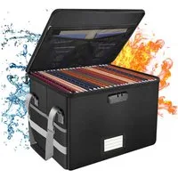 SURFOU Dokumententasche Feuerfeste Dokumentenbox mit Zahlenschloss – OHNE Ordner (Tragbare feuerfeste Dokumententasche (39,5 × 31 × 25,5 cm) aus silikonbeschichtetem Fiberglas, Mit Kombinationsschloss, Reißverschlussfach, Seitenetuis & Tragegriff), A