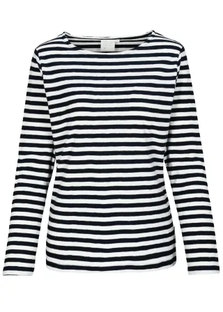 THE FASHION PEOPLE - NOS Longsleeve striped night blue stripe - Gr. - M