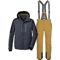 Killtec Skianzug Herren Skijacke + Skihose, PFC-frei - Skipasstasche - abnehmbare Träger und Kapuze