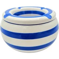 Meinposten Aschenbecher Sturmaschenbecher Mykonos M / XXL 23 cm Maritim blau weiß gestreift, aus Keramik