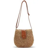 Coonoor Umhängetasche Stroh-Strandtasche für Damen, kleine Sommer-Umhängetasche, mit Reißverschluss, Schulterhandtaschen im Bohemian-Stil