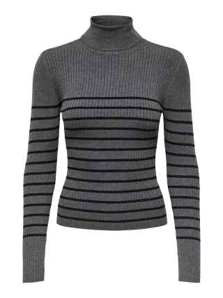 JDY - JDYPLUM L/S ROLL NECK PULLOVER KNT dark grey melange - Gr. - M