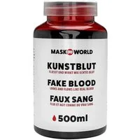 Maskworld Theaterschminke Kunstblut 500 ml Filmblut - Halloween Kostüm Deko (1-tlg), Fließt und wirkt wie echtes Blut – ideal für alle Anwendungen, bei