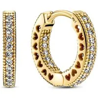 Pandora Paar Creolen 266317C01, für Damen Pavé Herzen
