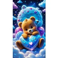 Rötting Design Malen nach Zahlen BASTELIDEE 5d Diamond Painting Set Motiv Teddy im Traumland (Komplett-Set), Diamond Painting Vollbild, Lieferung enthält alle Utensilien