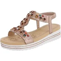 Ital-Design Damen Sandalenschuh mit Schmuckdetails und Plateau Plateausandaletten (91895663) Keilabsatz/Wedge Keilsandaletten in Roségold