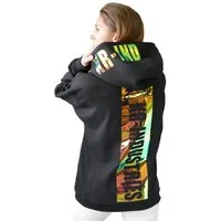 KR-Industries T-Shirt Hoodie Oversize Colorful auffällige Applikationen auf der Rückseite und Kapuze des Hoodies