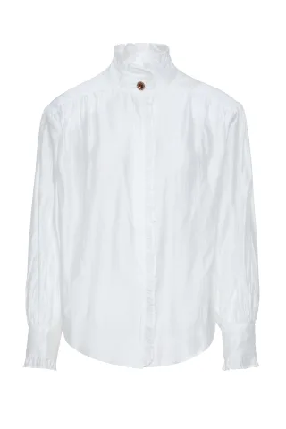 bsb - Bluse mit Stehkragen weiß - Gr. - S