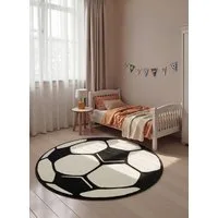 HANSE Home Kinderteppich Fußball, rund, Höhe: 10 mm, Kinder-Teppich, Rutschfest, Kurzflor, Fussball, Kinderzimmer, Spiel