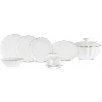 Karaca Geschirr-Set Karaca Fine Pearl Extra Shell 55-teiliges Geschirrset für 12 Personen, Karaca Fine Pearl Extra Shell 55-teiliges 12-Personen Geschirrset Gold