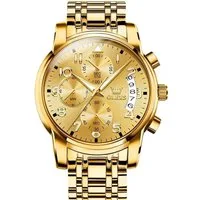 OLEVS Quarzuhr Herren Olevs Chronograph Quarz Uhr Gold Design