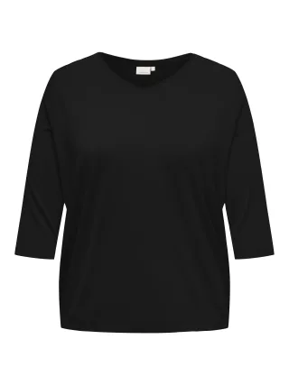 ONLY CARMAKOMA - CARLINA 3/4 SLEEVE V-NECK BLOUSE JRS Black - Gr. - 48
