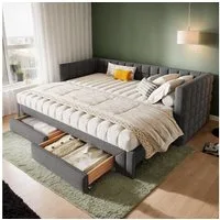 REDOM Daybett mit Stauraum & ausziehbarem Design (Polsterbett Funktionsbett), ohne Matratze