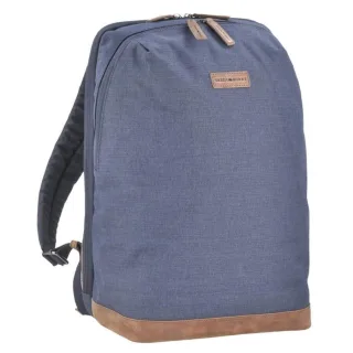 Nachhaltiger PET-Rucksack in blau mit Laptopfach und Leder | Greenburry Derby. Die strukturierte Fächeraufteilung für Ihren geordneten Alltag.