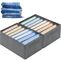 CALIYO Aufbewahrungsbox 2-Tlg Kleiderschrank Organizer Aufbewahrungsbox Schrank Organizer (2 St., Aufbewahrungsbox 7 Fächer, Schubladen-Ordnungssystem), Aufbewahrungsbox Schrank für Jeans Hosen T-Shirts Unterwaesche