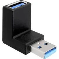 USB 3.2 Gen 1 Adapter, USB-A Stecker > USB-A Buchse 90° schwarz, nach oben / unten abgewinkelt