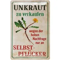 Dekoobjekt Blechwarenfabrik Braunschweig Kultschild Unkraut zu verkaufen, wege