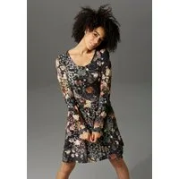 Aniston CASUAL Jerseykleid mit Blumendruck oder in uni Schwarz