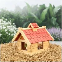 Melko Vogelhaus Vogelhaus Vogelfutterhaus Vogelvilla aus Holz Vogelhäuschen, Dachschindeln und Haus sind lasiert