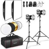 Neewer Studioleuchte S101-300W PRO 600Ws Studio Monolight Strobe Flash Set 2-Pack, 5600K Blitzlicht Studio Kit, mit 2,4G Auslöser Bowens Mount Softboxen