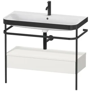 Duravit Happy D.2 Plus c-bonded Set mit Metallkonsole und Schubkasten Nordic Weiß Seidenmatt 975x490 HP4743O3939