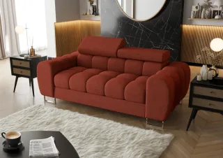 Sofa Designersofa BASTIEN 2-Sitzer in Stoff Moly Ziegelrot