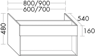 Burgbad Waschtischunterschrank Sys30 PG2 Echo 480x700x540 Weiß Hochglanz, WWTF070461 WWTF070461