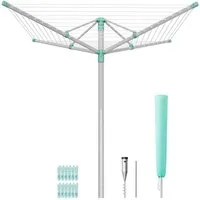 SONGMICS Wäscheständer Wäschespinne, Wäscheständer für draußen, mit Zubehör, mit Zubehör 40/50/60 m Wäscheleine, für 4/5/6 Waschladungen