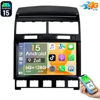 ESSGOO 6+128G Für VW Touareg 7L 2003-10 Autoradio CarPlay Android 15 GPS Navi Autoradio (6GB+128GB, RDS, 4G LTE, Digitalradio (DAB), FM, AM, Carplay Android Auto Bluetooth EQ USB GPS Navi WIFI Touchscreen)