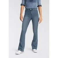 Arizona Bootcut-Jeans Ultra Stretch ausgestellte Beinform, Used-Waschung, hohe Leibhöhe