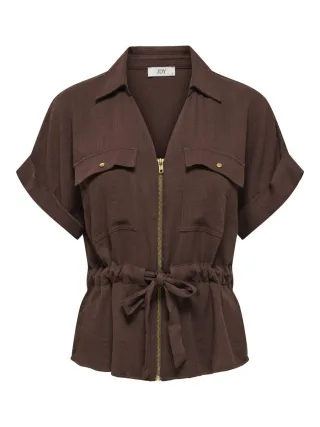 JDY - Bluse mit Reißverschluss - Jdymille braun - Gr. - XS