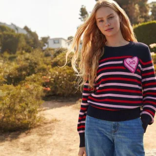 Jacquard-Pullover DRIFTER mit Ballonärmeln für Damen, Damen, size: regular, Blau, Baumwolle, by Lands' End