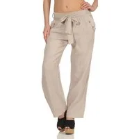 malito more than fashion Leinenhose malito Damen Hose aus Leinen, Stoffhose in Unifarben, feine Freizeit feine Leinen Hose mit Stoffbindegürtel