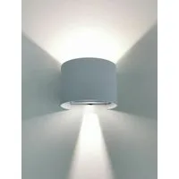 TRANGO LED Außen-Wandleuchte, 3035T IP44 Up & Down Wandstrahler in Silber Rund inkl. 1x 7 Watt 4000K Neutralweiß LED Modul *FLEX* mit einstellbar Abstrahlwinkel - innen & außen, Wandstrahler, Außenwandleuchte, Außenstrahler