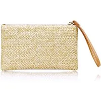 Zaewry Handytasche Bohemian Clutch Stroh, Damen Strandtasche Stroh, Straw Clutch